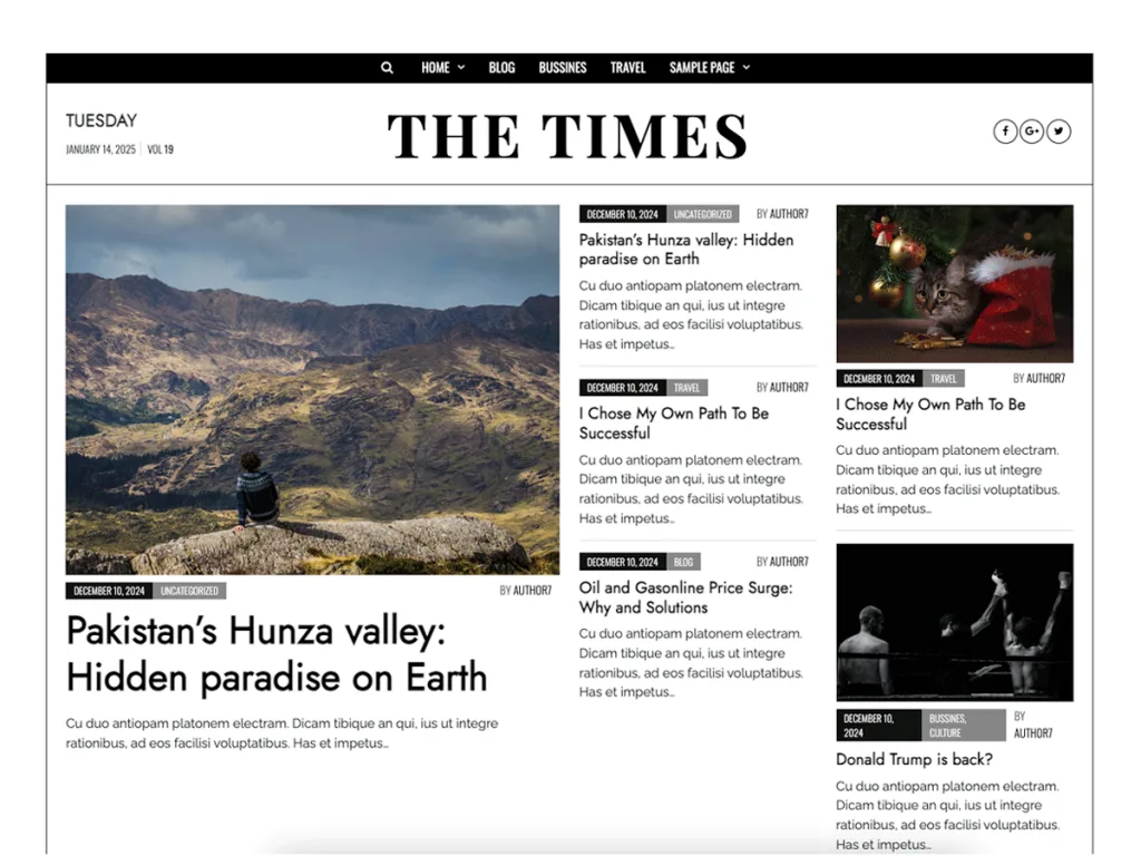 Times News Magazine Blog WordPress theme for media brands