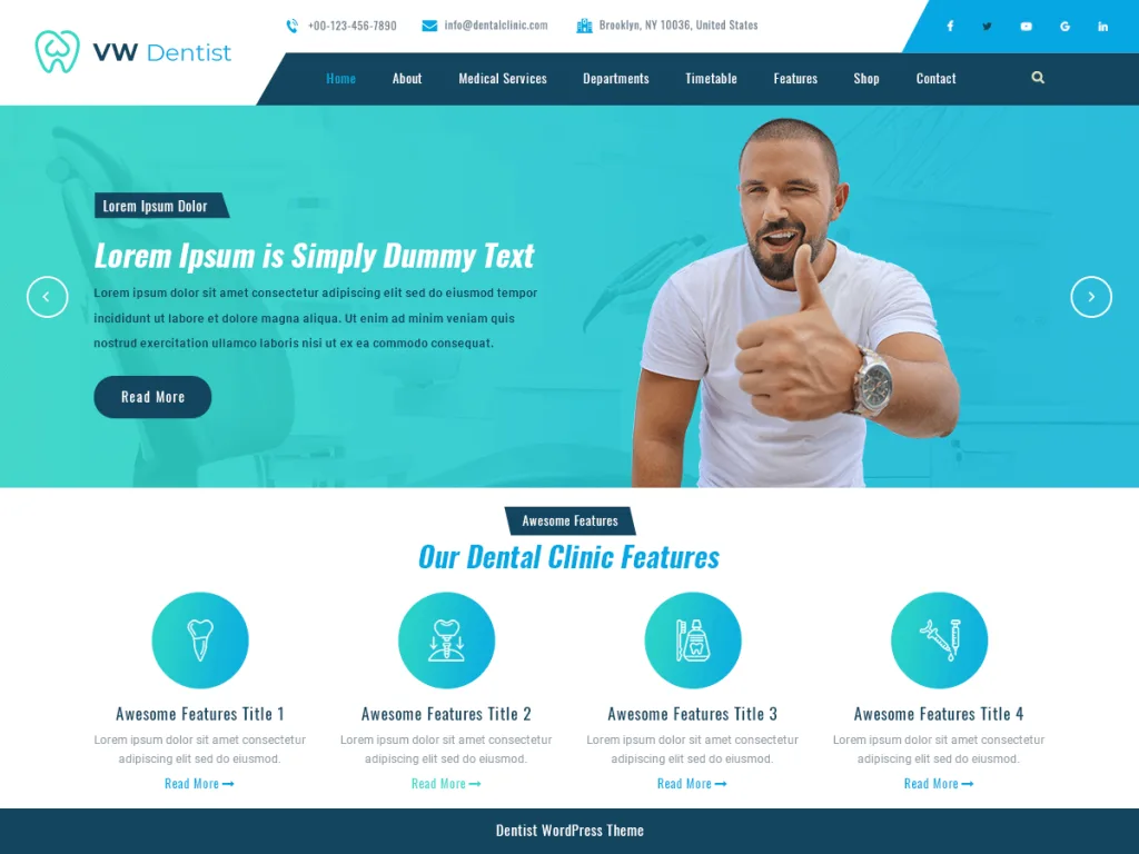 VW Dentist free WordPress theme for dental clinics