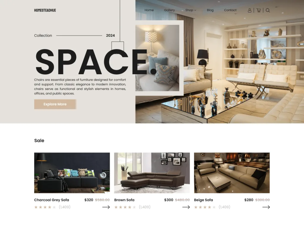VW Furniture Shop free WordPress theme for furniture stores