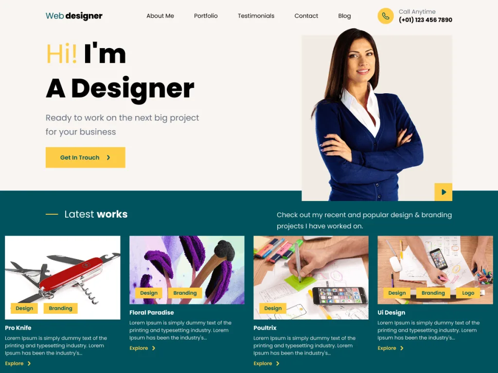 Web Designer Portfolio WordPress theme for designers