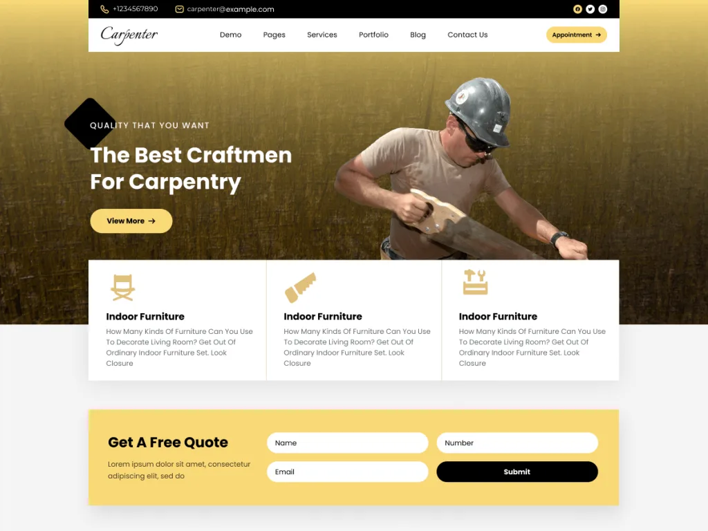 Wooden Furniture WordPress theme for wood and handmade furniture