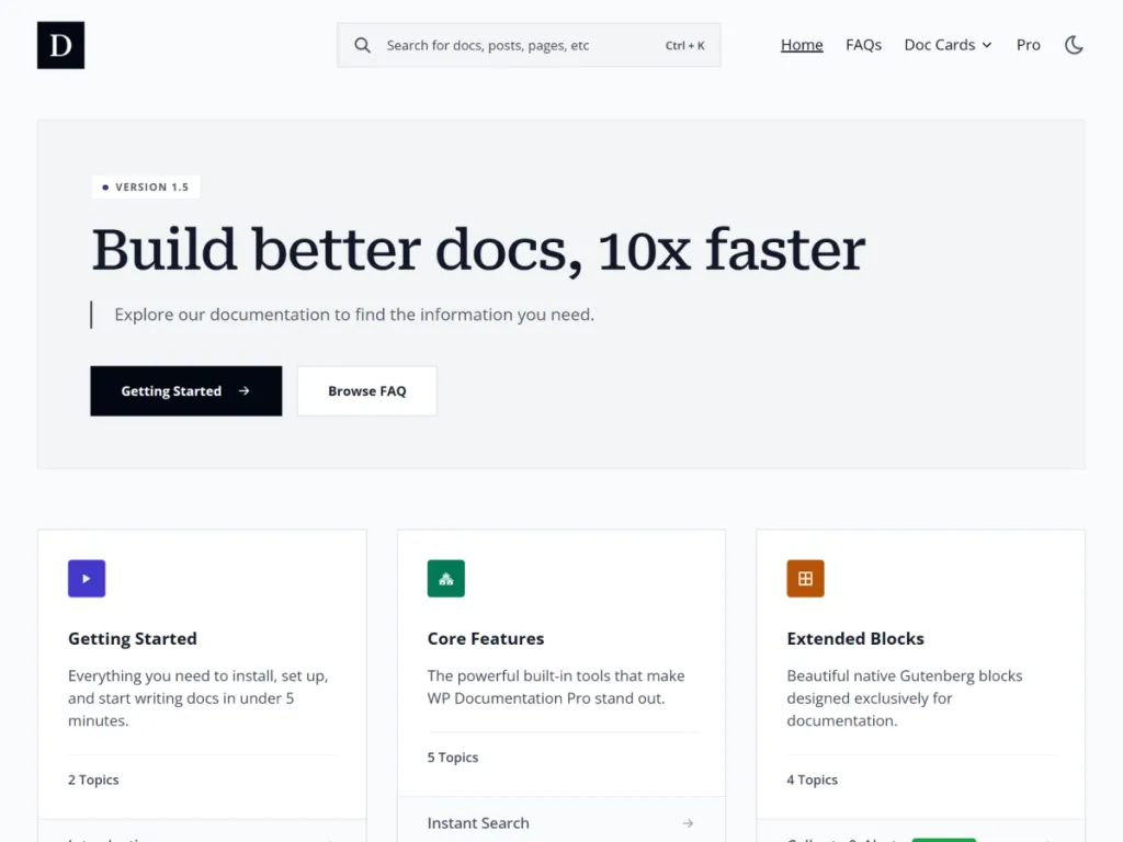 WP Documentation two-column WordPress theme for knowledge base